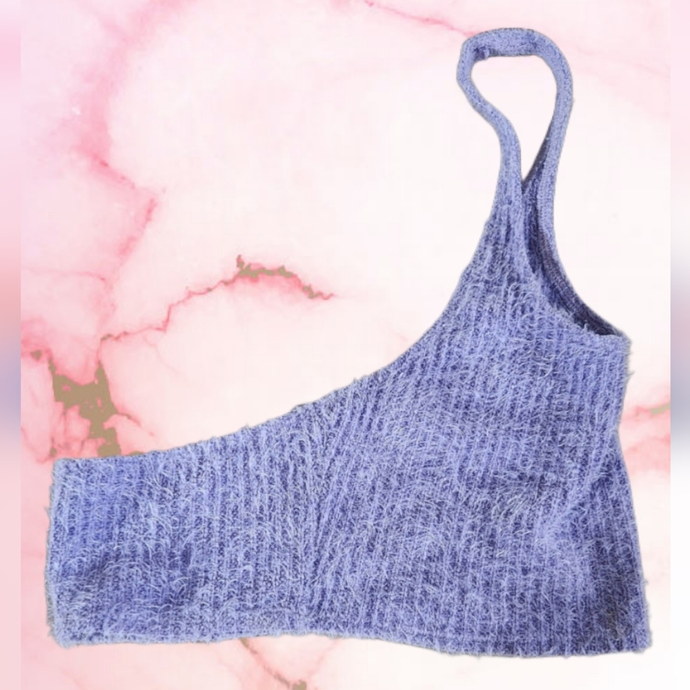 Barbie Inspired‎ M Purple Fuzzy One Shoulder Top Beach